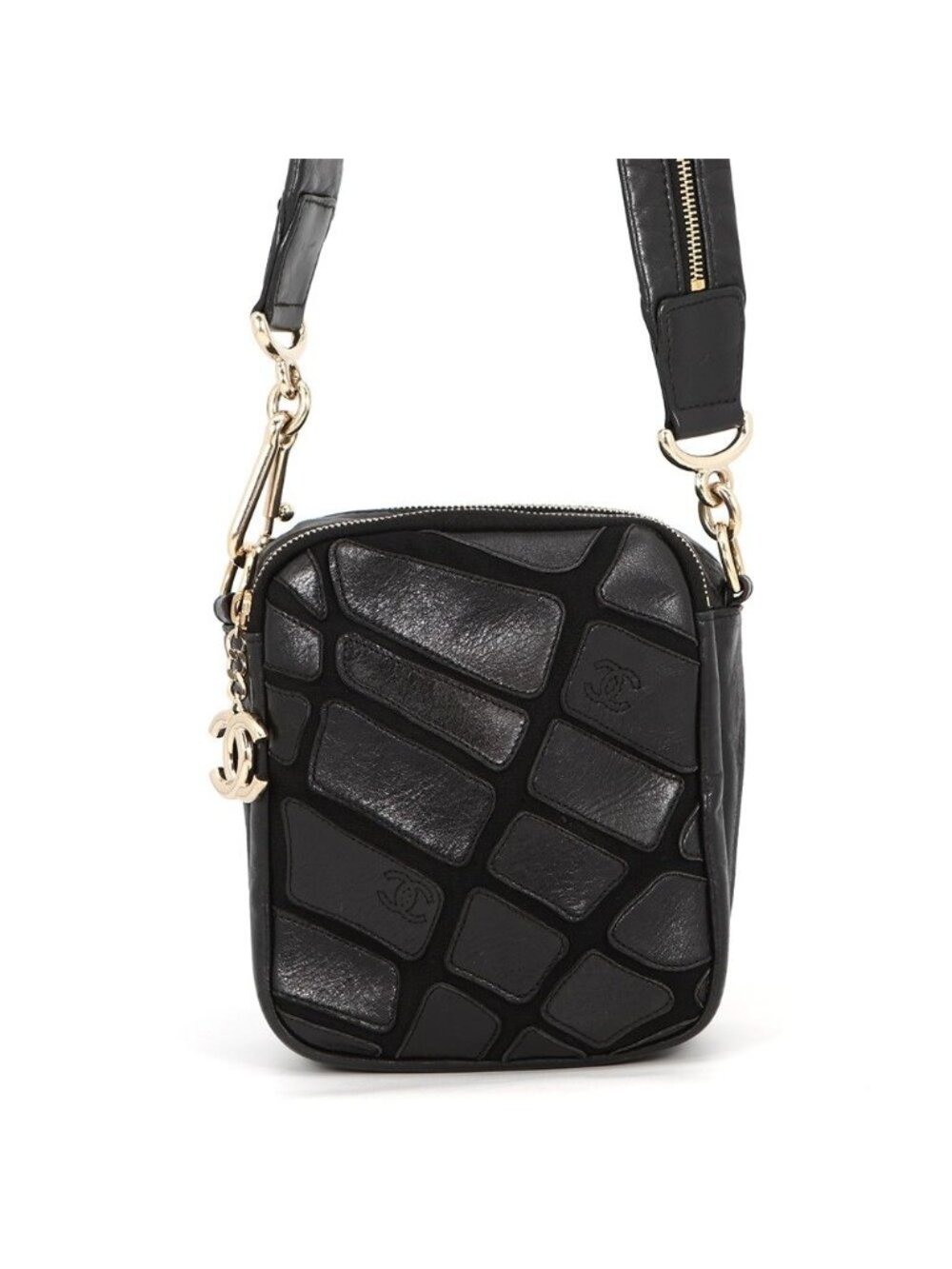 Chanel Shoulder Bag CC Logo Leather Black